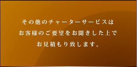 その他のチャーターサービスはご要望に合わせお見積もりいたします